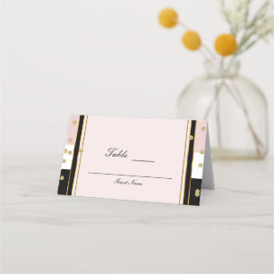 Blush Rosa Schwarz Weiß & Gold Tischnummer Platz Platzkarte