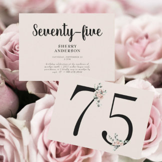 Blush Rose 75. Geburtstagsparty Einladung