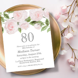 Blush-Rose   80. Budget Geburtstag Einladung