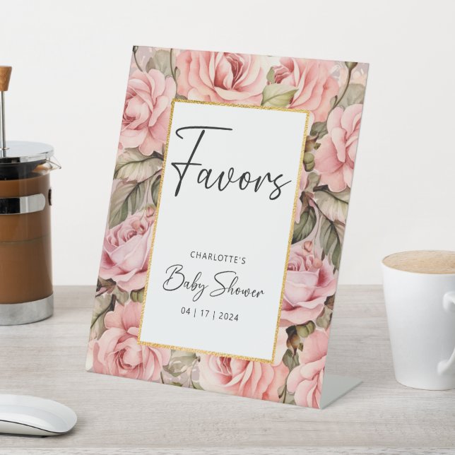 Blush-Rose Bloral Baby Duschfavoriten Sockelschild (In SItu)