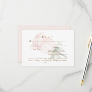 Blush Rose Bloral Simple Wedding RSVP Card Karte