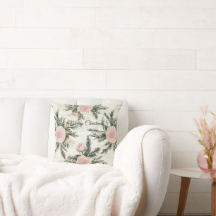 Blush Rose Bloral Weihnachten Kissen