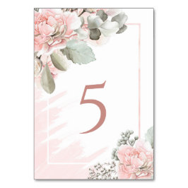 Blush Rose Blues staubige Rose Hochzeit boho chic Tischnummer