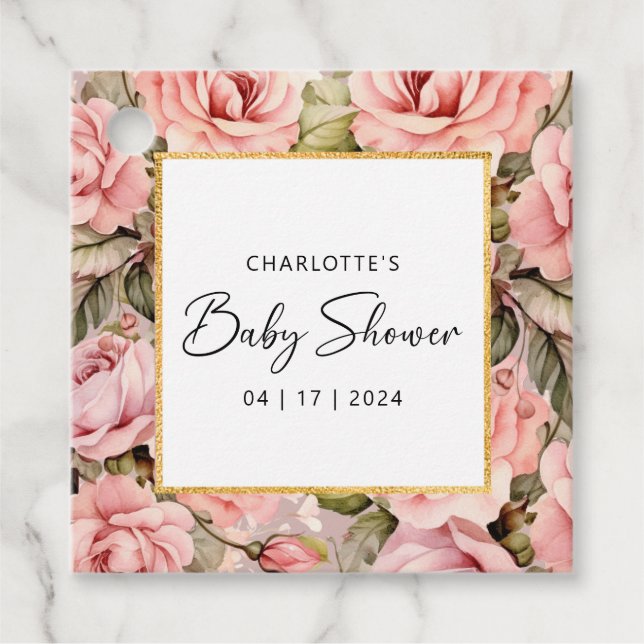 Blush Rose Blumenspülung Geschenkanhänger (Vorderseite)