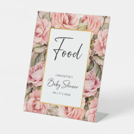 Blush Rose Blumenwasser Babydusche Nahrung Sockelschild