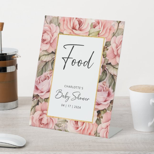 Blush Rose Blumenwasser Babydusche Nahrung Sockelschild (In SItu)