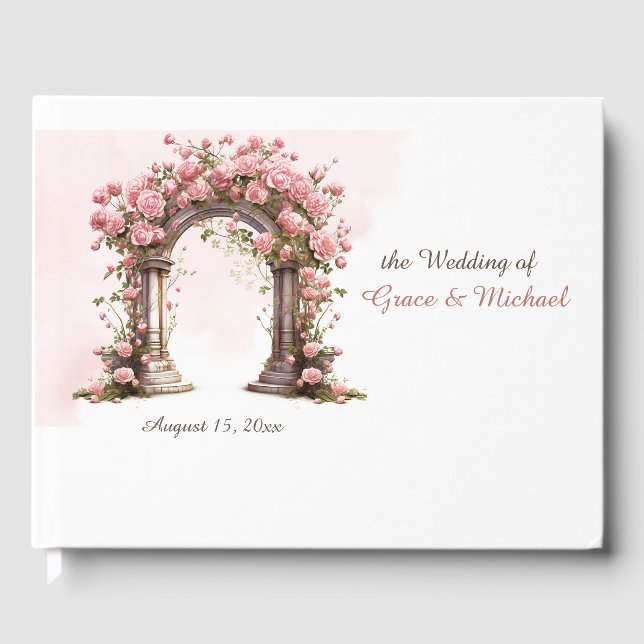 Blush Rose Boho Wedding Arch Wedding Gästebuch (Vorderseite)
