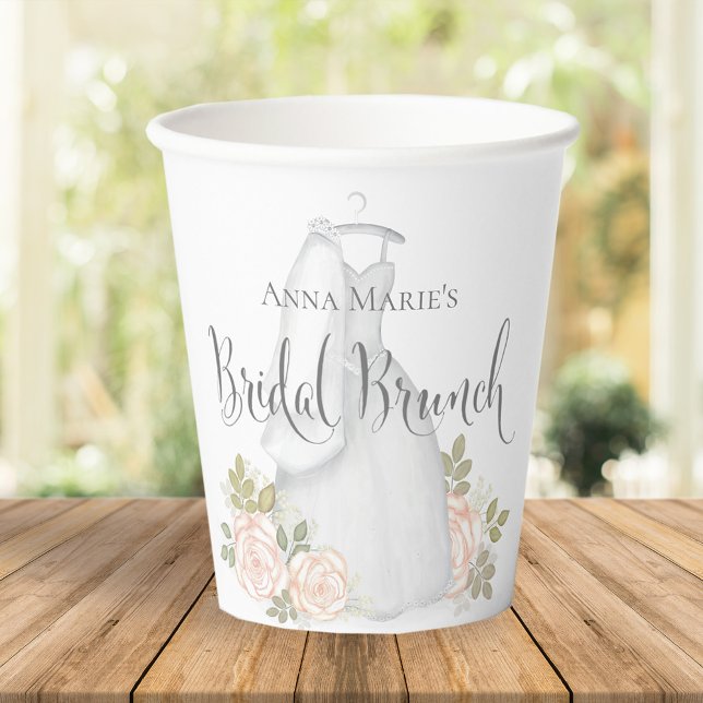 Blush Rose Bridal Brunch Wasserfarbe Pappbecher (Von Creator hochgeladen)