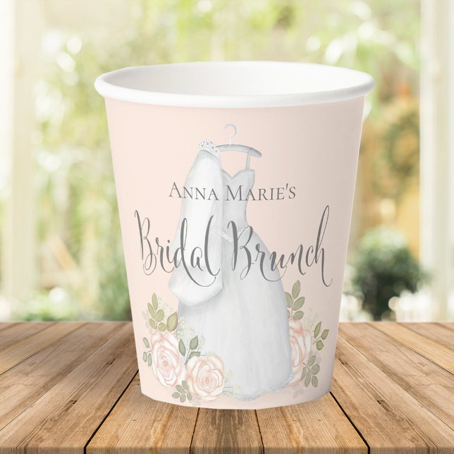 Blush Rose Bridal Brunch Wasserfarbe Pappbecher (Von Creator hochgeladen)