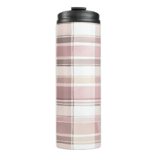 Blush Rose Creme Brown Streifen Weihnachten Thermosbecher