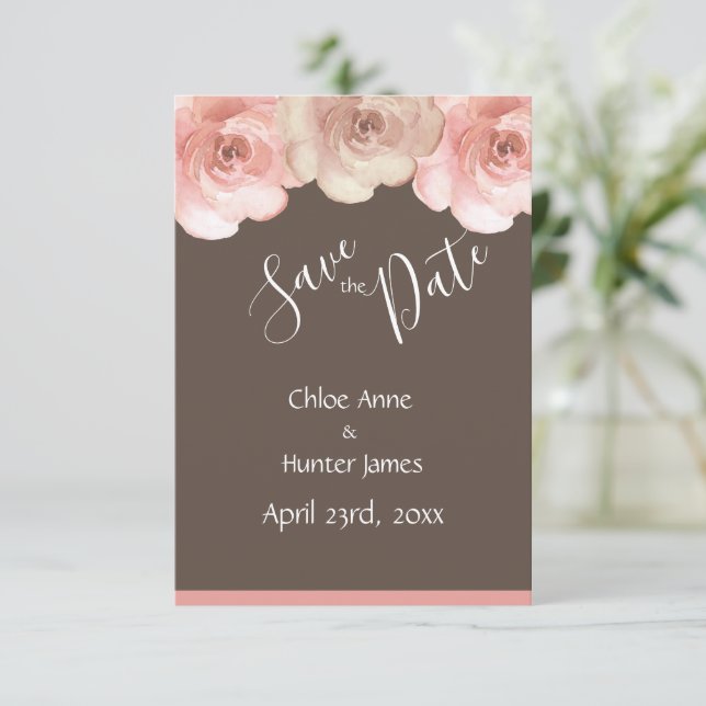 Blush Rose Einfach Save the Date (Stehend Vorderseite)