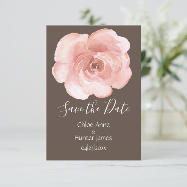 Blush Rose Einfach Save the Date (Stehend Vorderseite)
