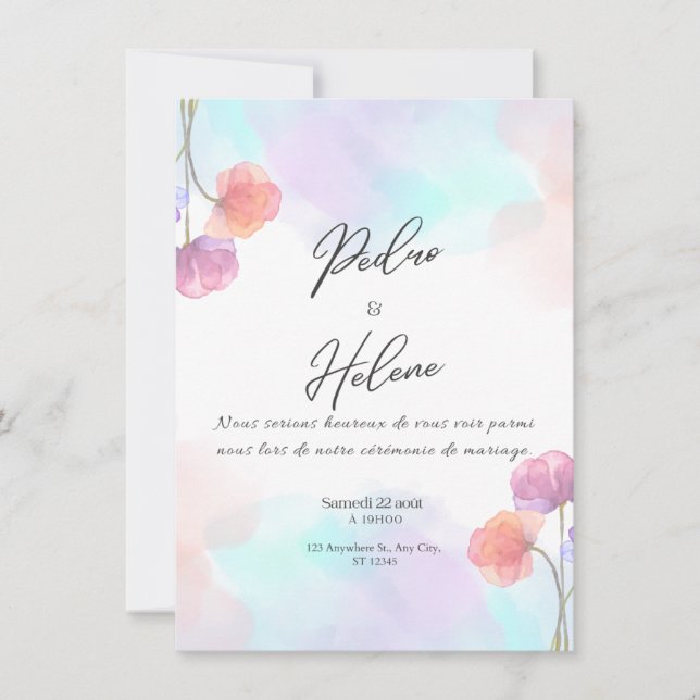 Blush Rose Eleganz Hochzeitseinladung Einladung (Vorderseite)