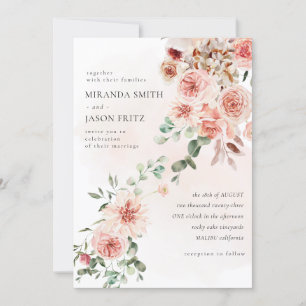 Blush Rose Eukalyptus Greenerage Foliage Wedding Einladung