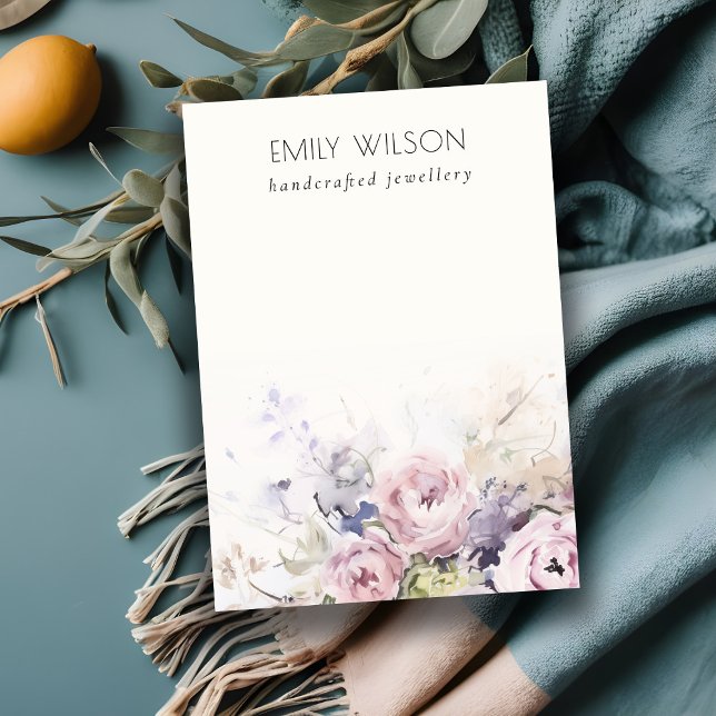 Blush-Rose Flora Wasserfarbenleere Schmuckanzeigen Visitenkarte (Von Creator hochgeladen)