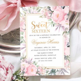 Blush Rose Floral 16 . Geburtstag 16 Geburtstag Einladung