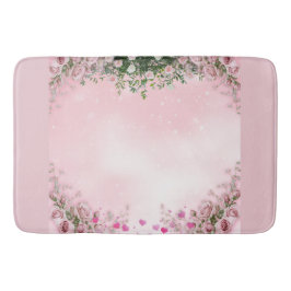 Blush Rose Floral Bathroom Mat Badematte