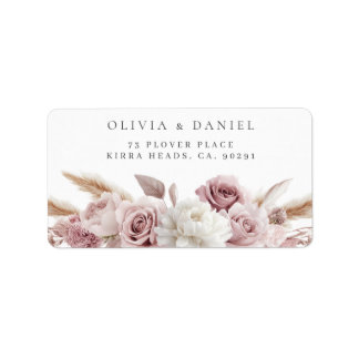 Blush Rose Floral Wedding Return Address Label Adressaufkleber