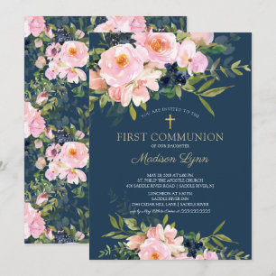 Blush Rose & Fußball Erste Kommune Einladung