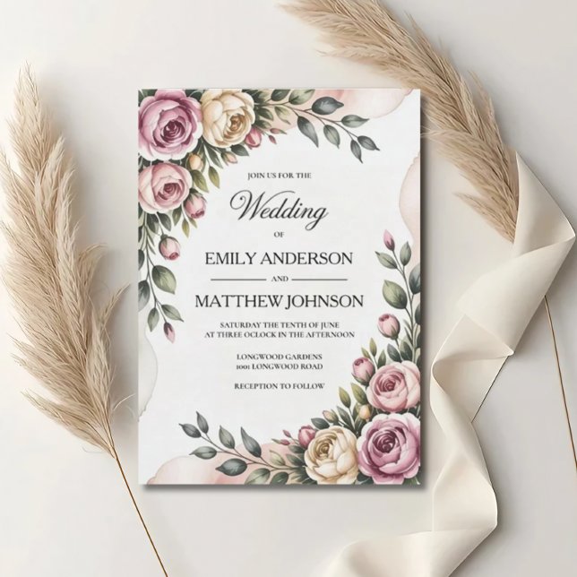 Blush & Rose Garden Floral Wedding Invitation Einladung (Von Creator hochgeladen)