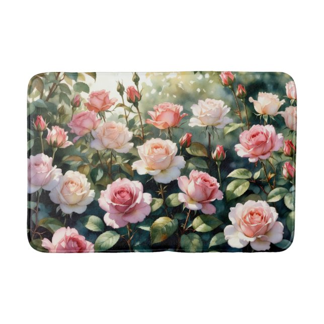 Blush Rose Garden Mat Badematte (Vorderseite)