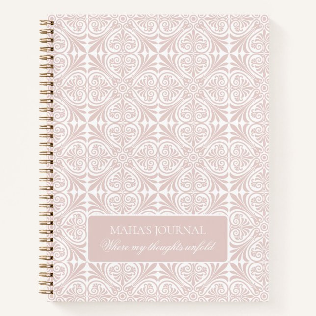 Blush Rose Geometric Floral Personalized Journal Notizbuch (Vorderseite)
