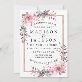 Blush & Rose Gerahmte Hochzeitseinladungen Einladung