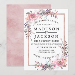 Blush & Rose Gerahmte Hochzeitseinladungen Einladung