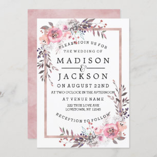 Blush & Rose Gerahmte Hochzeitseinladungen Einladung