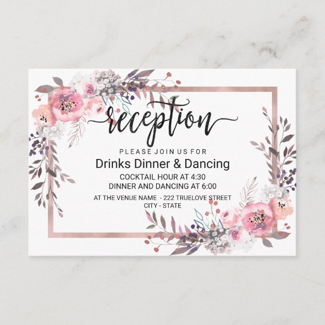 Blush & Rose Gerahmte Hochzeitsempfehlung Begleitkarte (Vorderseite)