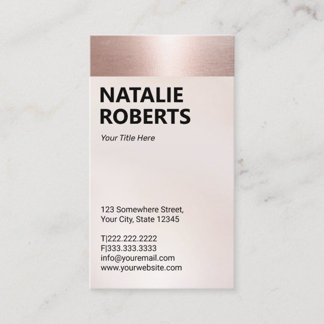 Blush Rose Gold Border Modern Bold Name Visitenkarte (Vorderseite)