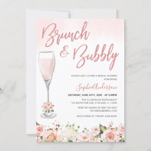 Blush Rose Gold Brunch und Brautparty Einladung