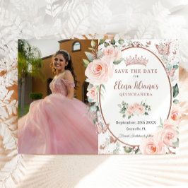 Blush Rose Gold Butterfliegen Quinceañera Save The Date
