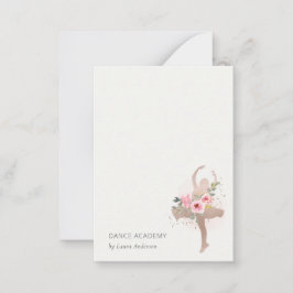 Blush Rose Gold Floral Dancer Academy Logo Mitteilungskarte