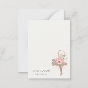 Blush Rose Gold Floral Dancer Academy Logo Mitteilungskarte