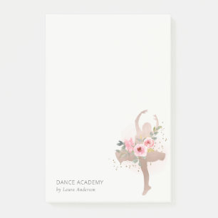 Blush Rose Gold Floral Dancer Academy Logo Post-it Klebezettel