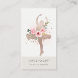 Blush Rose Gold Floral Dancer Academy Logo Visitenkarte