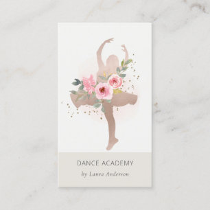 Blush Rose Gold Floral Dancer Academy Logo Visitenkarte