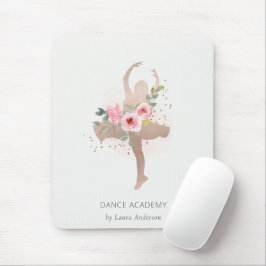 Blush Rose Gold Floral Girl Dancer Academy Mousepad
