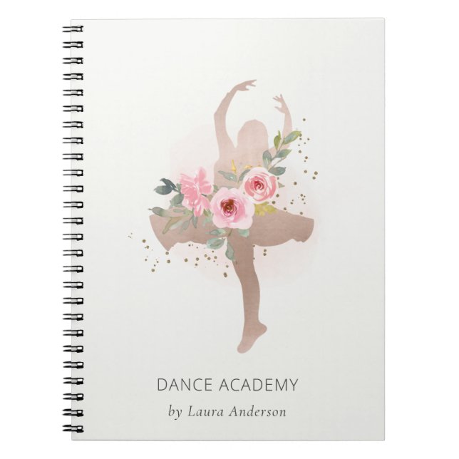 Blush Rose Gold Floral Girl Dancer Academy Notizblock (Vorderseite)