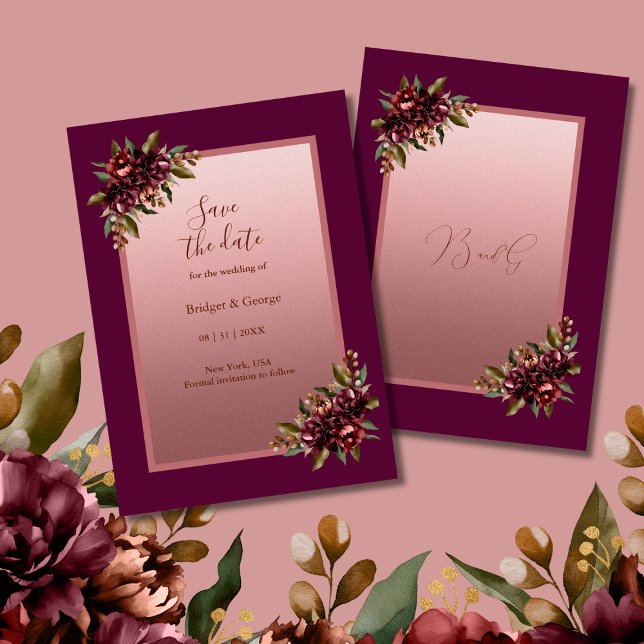 Blush Rose Gold Floral wedding Save the Date Einladung (Von Creator hochgeladen)