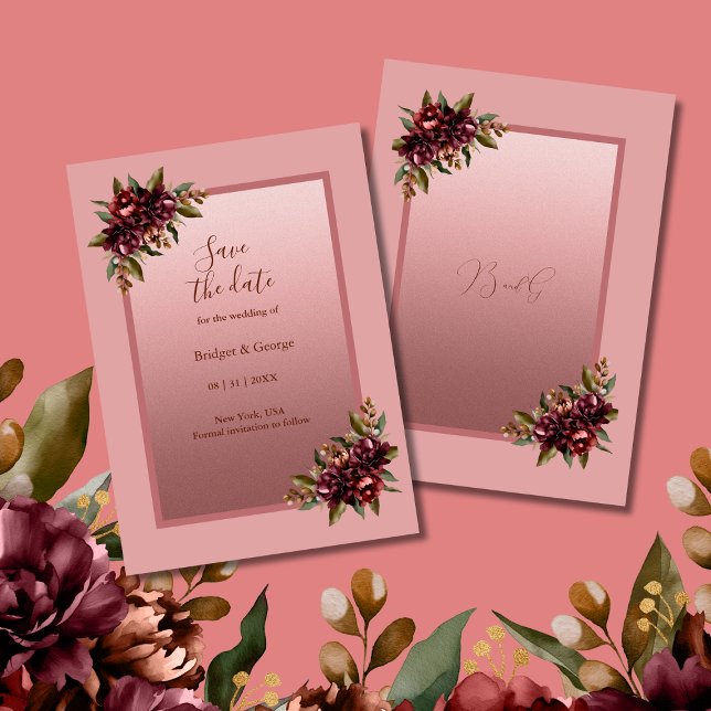 Blush Rose Gold Floral wedding Save the Date Einladung (Von Creator hochgeladen)