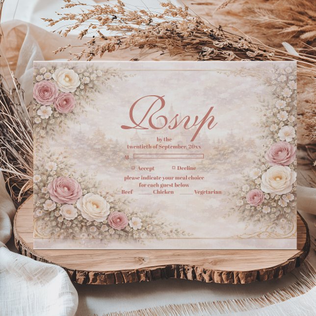 Blush Rose Gold Garden Quinceañera RSVP Karte (Von Creator hochgeladen)