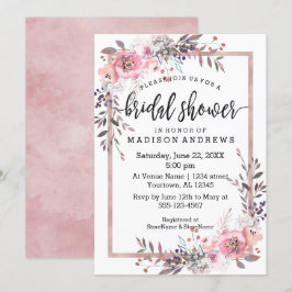 Blush & Rose Gold Gerahmt Bridal Dusche Einladung