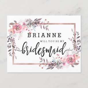 Blush & Rose Gold Gerahmt werden Sie meine Bridesm Einladung