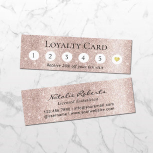Blush Rose Gold Glitzer 6 Punch Kunde Treuekarte
