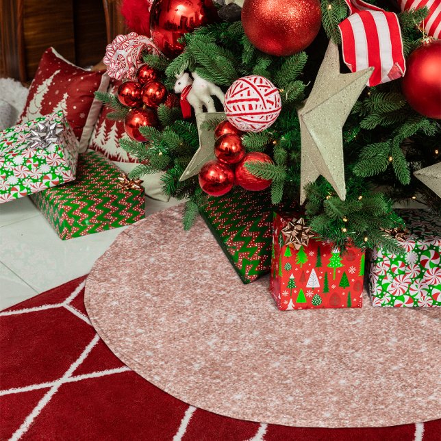 Blush Rose Gold Glitzer Glam Polyester Weihnachtsbaumdecke (Blush Rose Gold Glitter Glam Brushed Polyester Tree Skirt)