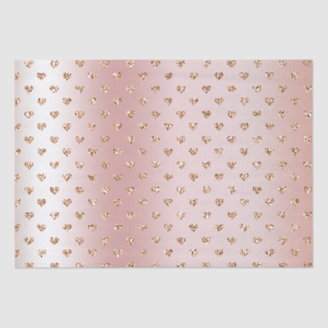 Blush Rose Gold Glitzer Herz Seidenpapier (Vorderseite)