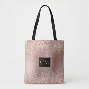 Blush Rose Gold Glitzer Metallic Monogramm
