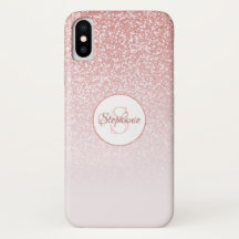 Blush Rose Gold Glitzer Monogram